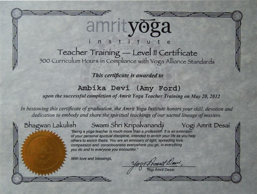 Amrit Level II Certificate 2012